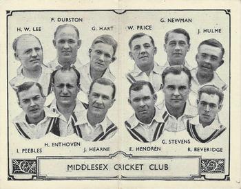 1933 Barratt & Co Cricket Team Folders #11 Middlesex Cricket Club Front