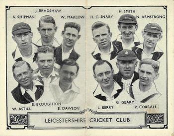 1933 Barratt & Co Cricket Team Folders #12 Leicestershire Cricket Club Front
