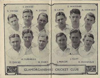 1933 Barratt & Co Cricket Team Folders #15 Glamorganshire Cricket Club Front