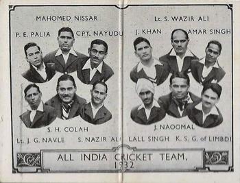 1933 Barratt & Co Cricket Team Folders #19 All India Cricket Team 1932 Front