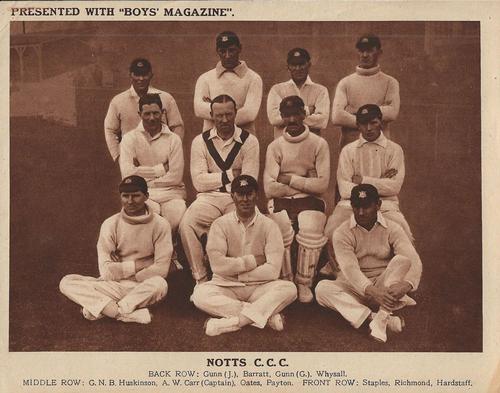 1922 Boys Magazine County Cricket Teams #NNO Notts C.C.C. Front