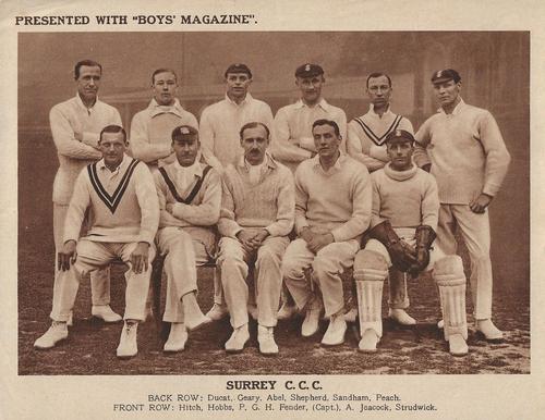 1922 Boys Magazine County Cricket Teams #NNO Surrey C.C.C. Front