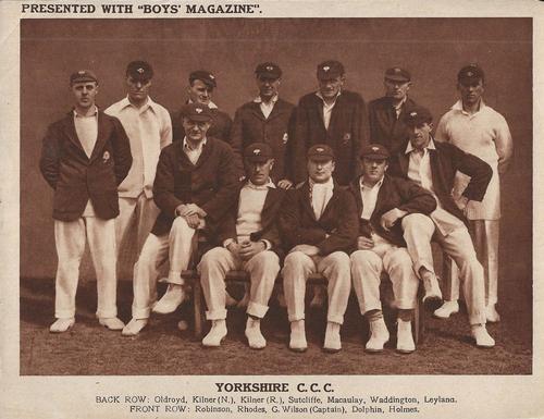 1922 Boys Magazine County Cricket Teams #NNO Yorkshire C.C.C. Front