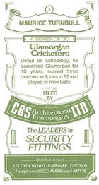 1983 CBS Ltd Glamorgan Cricketers #3 Maurice Turnbull Back