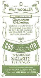 1983 CBS Ltd Glamorgan Cricketers #7 Wilfred Wooller Back