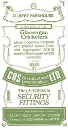 1983 CBS Ltd Glamorgan Cricketers #12 Gilbert Parkhouse Back