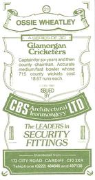 1983 CBS Ltd Glamorgan Cricketers #21 Ossie Wheatley Back
