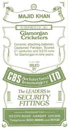 1983 CBS Ltd Glamorgan Cricketers #23 Majid Khan Back