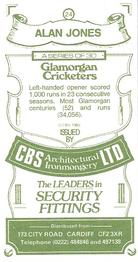 1983 CBS Ltd Glamorgan Cricketers #24 Alan Jones Back
