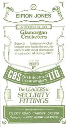 1983 CBS Ltd Glamorgan Cricketers #26 Eifion Jones Back