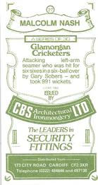1983 CBS Ltd Glamorgan Cricketers #27 Malcolm Nash Back