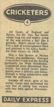 1947 Daily Express Newspaper Cricketers #4 Alf Gover Back
