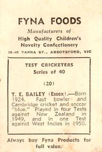 1950 Fyna Foods Test Cricketers #20 Trevor Bailey Back