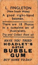 1933 Hoadley's Australian Cricketers (5-Star Bubble Gum) #NNO Jack Fingleton Back