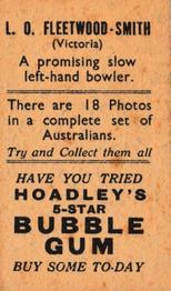 1933 Hoadley's Australian Cricketers (5-Star Bubble Gum) #NNO Chuck Fleetwood-Smith Back