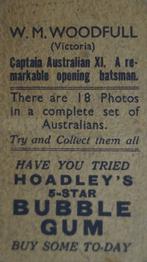 1933 Hoadley's Australian Cricketers (5-Star Bubble Gum) #NNO Bill Woodfull Back
