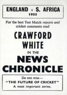 1955 News Chronicle England v South Africa #NNO Bob Appleyard Back