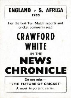1955 News Chronicle England v South Africa #NNO Ken Barrington Back