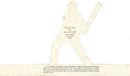 1926 The Popular Periodical Cricketers #NNO Jack Ryder Back