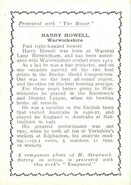 1924 D.C.Thomson Cricketers (Rover) #NNO Harry Howell Back