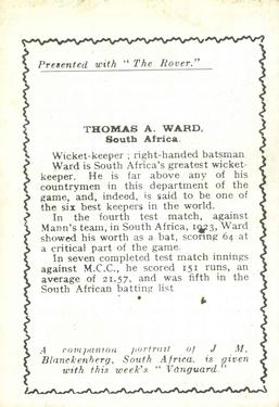 1924 D.C.Thomson Cricketers (Rover) #NNO Tom Ward Back
