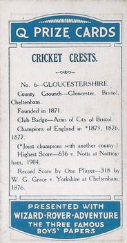 1929 D.C.Thomson Cricket Crests #6 Gloucester Back