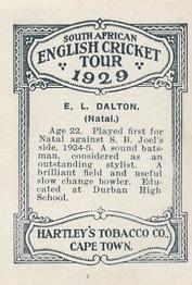 1929 Hartley's South African English Cricket Tour #NNO Eric Dalton Back