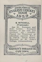 1929 Hartley's South African English Cricket Tour #NNO Bruce Mitchell Back