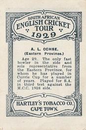 1929 Hartley's South African English Cricket Tour #NNO Arthur Ochse Back