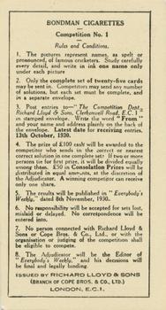 1930 Bondman Famous Cricketers Puzzle Series #3 Stan McCabe Back