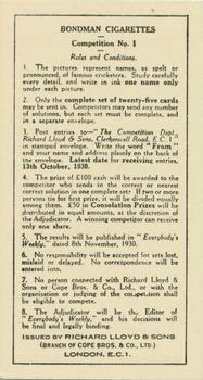 1930 Bondman Famous Cricketers Puzzle Series #6 Les Ames Back