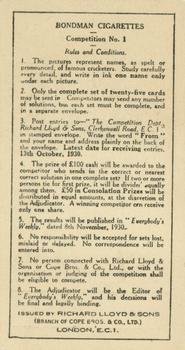 1930 Bondman Famous Cricketers Puzzle Series #25 Percy Chapman Back