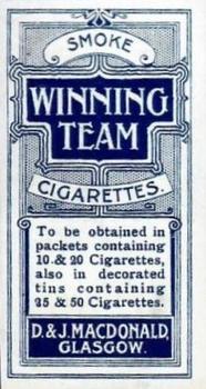 1902 Winning Team Cricketers #NNO Joe Darling Back