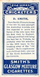 1912 F & J Smith Series 2 Cricketers #51 David Smith Back