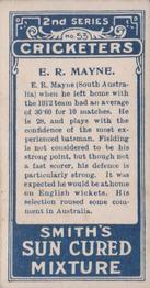 1912 F & J Smith Series 2 Cricketers #53 Edgar Mayne Back