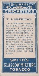 1912 F & J Smith Series 2 Cricketers #56 Thomas Matthews Back