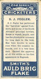 1912 F & J Smith Series 2 Cricketers #63 Sid Pegler Back