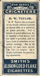 1912 F & J Smith Series 2 Cricketers #65 Herbie Taylor Back