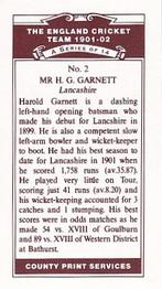1991 County Print Services England Cricket Team 1901-02 #2 Harold Garnett Back