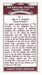 1991 County Print Services England Cricket Team 1901-02 #3 Gilbert Jessop Back