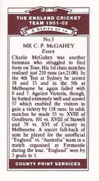 1991 County Print Services England Cricket Team 1901-02 #5 Charles McGahey Back