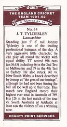 1991 County Print Services England Cricket Team 1901-02 #14 John Tyldesley Back