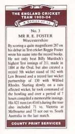 1991 County Print Services England Cricket Team 1903-04 #3 Reginald Foster Back