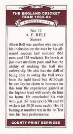1991 County Print Services England Cricket Team 1903-04 #11 Albert Relf Back