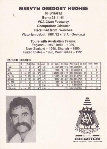 1991-92 Easton Sports Victorian Cricketers Series 1 #NNO Merv Hughes Back