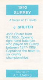 1990 A.T. Marks 1892 Surrey Cricketers #NNO John Shuter Back