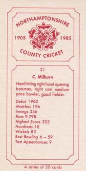 1985 Northamptonshire County Cricket Club Cricketers 1905-1985 #21 Colin Milburn Back