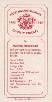 1985 Northamptonshire County Cricket Club Cricketers 1905-1985 #24 Mushtaq Mohammad Back