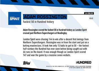 2022 Topps Now The Hundred #012 Adam Rossington Back