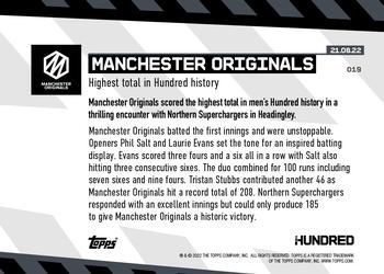 2022 Topps Now The Hundred #019 Manchester Originals Back